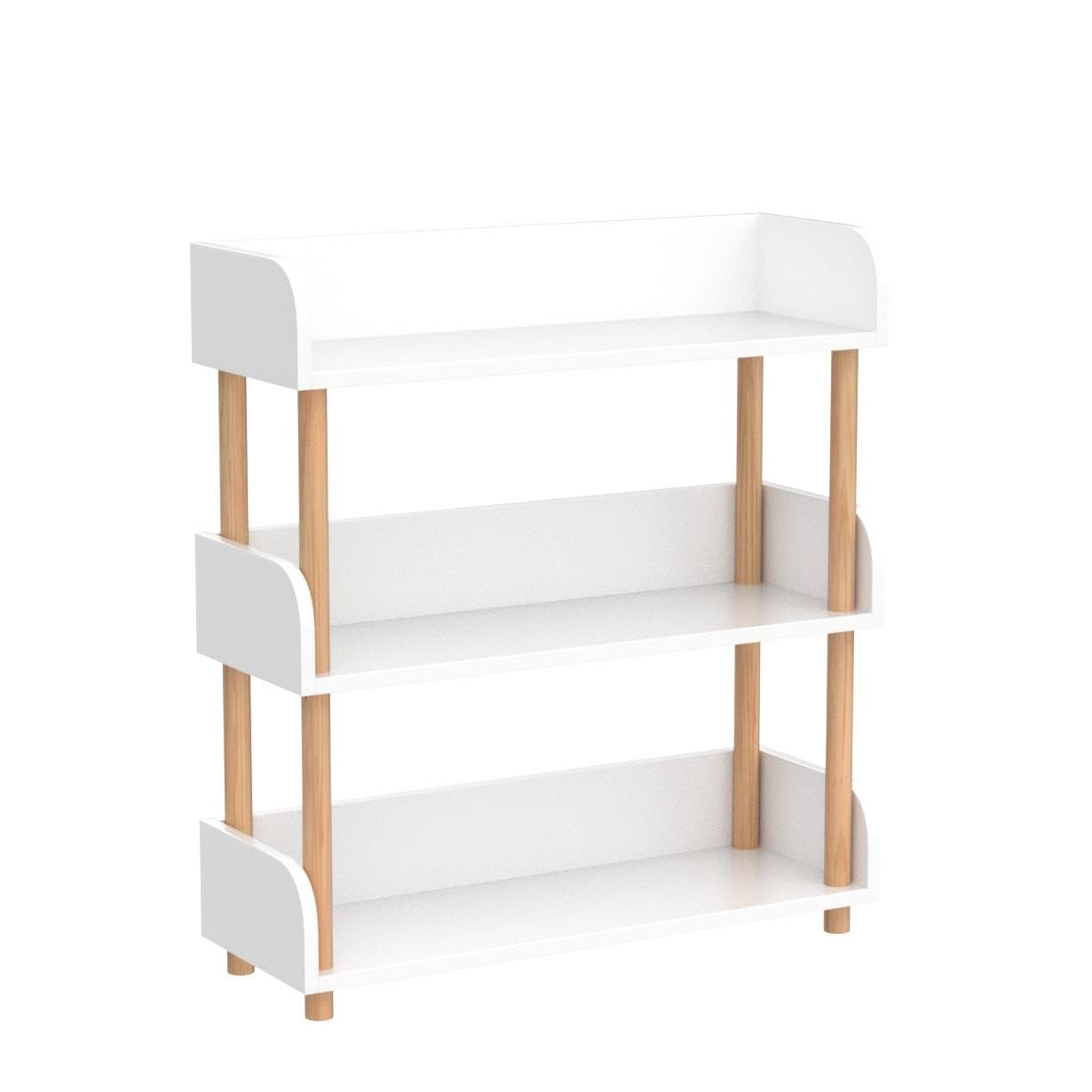 OSCHF 3-Tier Wooden Open Bookcase - Modern Display Bookshelf with Top Edge and Solid Wood Frame for Home and Office, Storage Cabinet, Oak