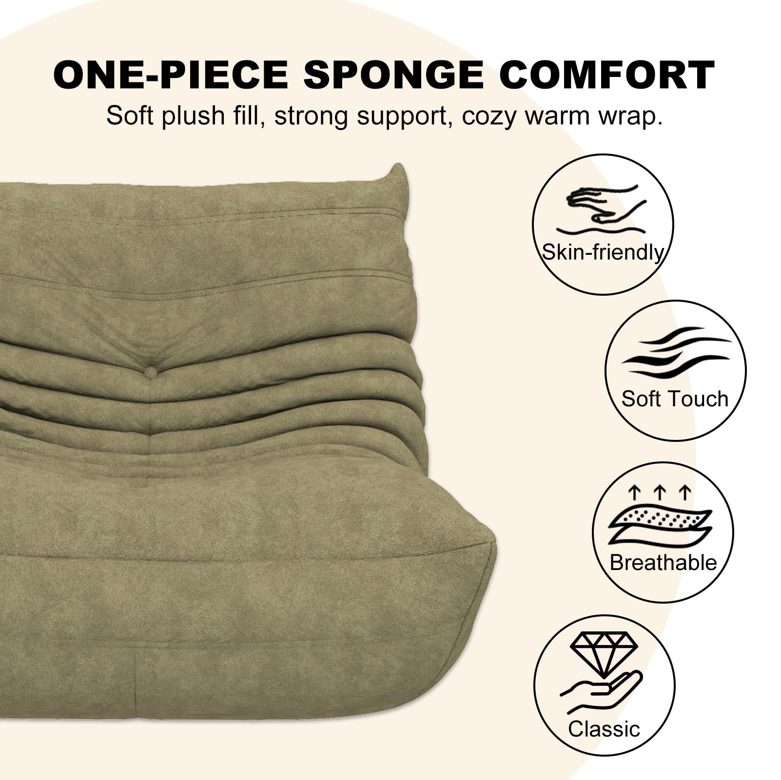 Snug Sofee Bean Bag Chairs for Adults, Bean Bag Sofa - Adult Size with Soft Waterproof Fabric for Living Room, Apartments, Reading Corner, Gaming, and Movie Venue (Gray)