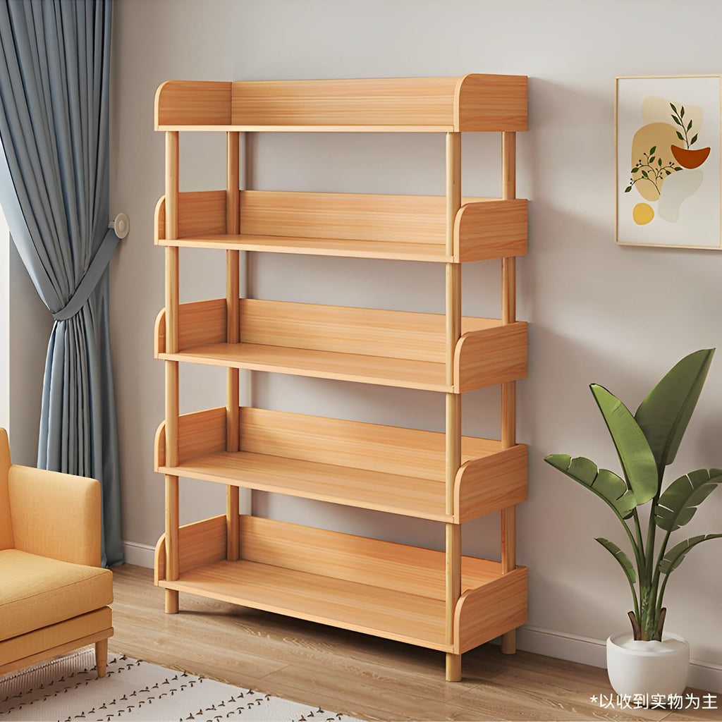 OSCHF 3-Tier Wooden Open Bookcase - Modern Display Bookshelf with Top Edge and Solid Wood Frame for Home and Office, Storage Cabinet, Oak