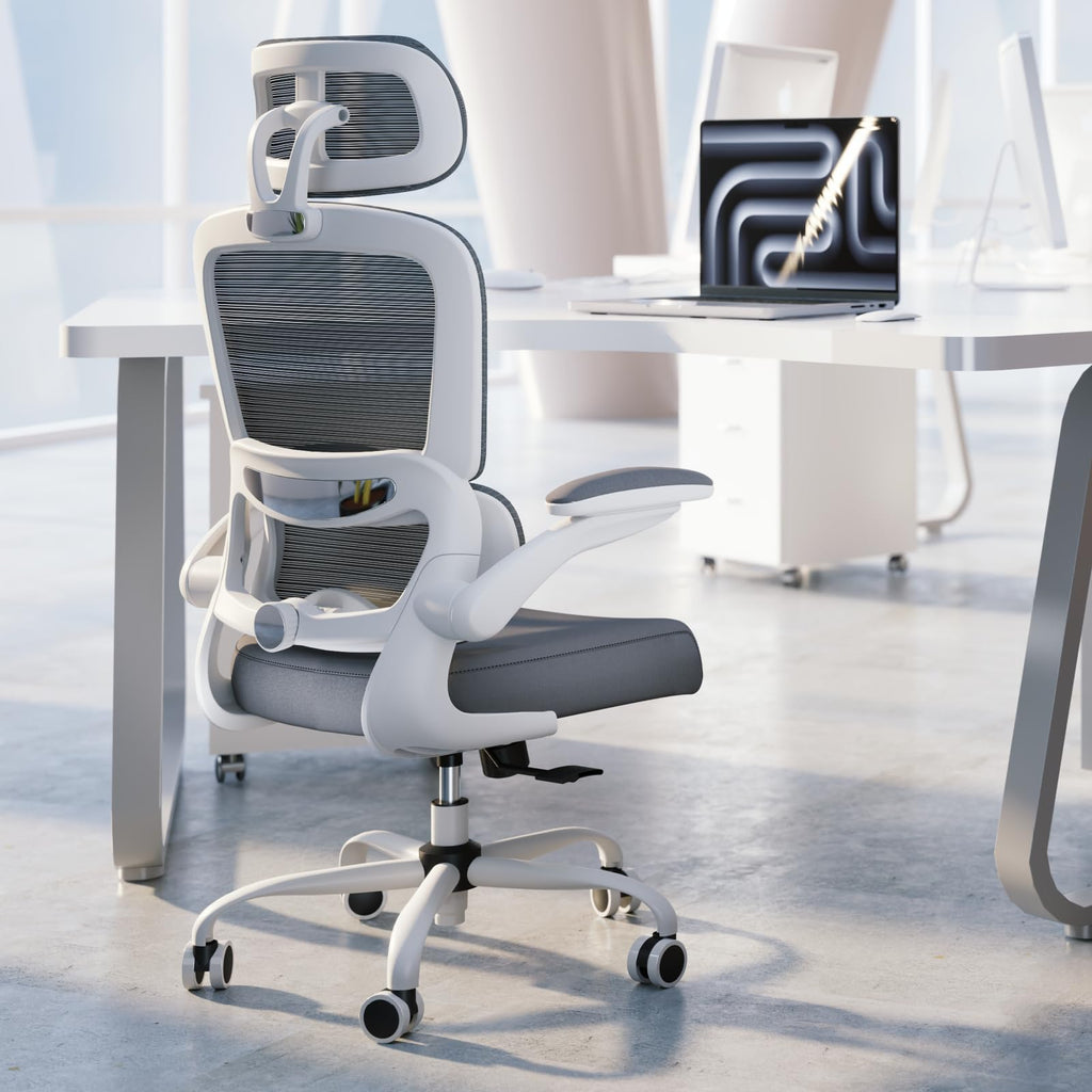 TRALT Office Chair Ergonomic Desk Chair, 330 LBS Home Mesh Office Desk Chairs with Wheels, Comfortable Gaming Chairs (White)