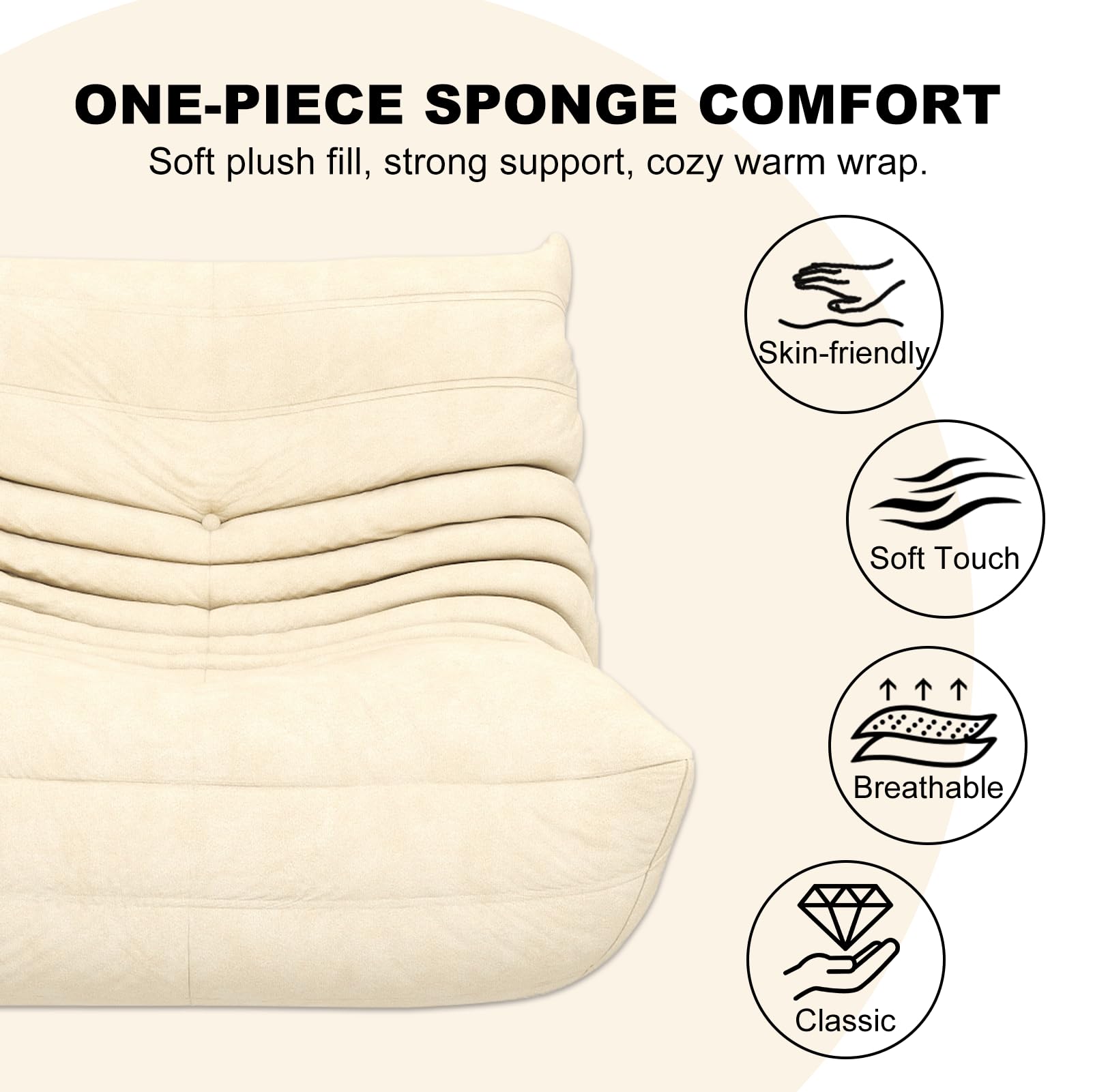 Snug Sofee Bean Bag Chairs for Adults, Bean Bag Sofa - Adult Size with Soft Waterproof Fabric for Living Room, Apartments, Reading Corner, Gaming, and Movie Venue (Gray)