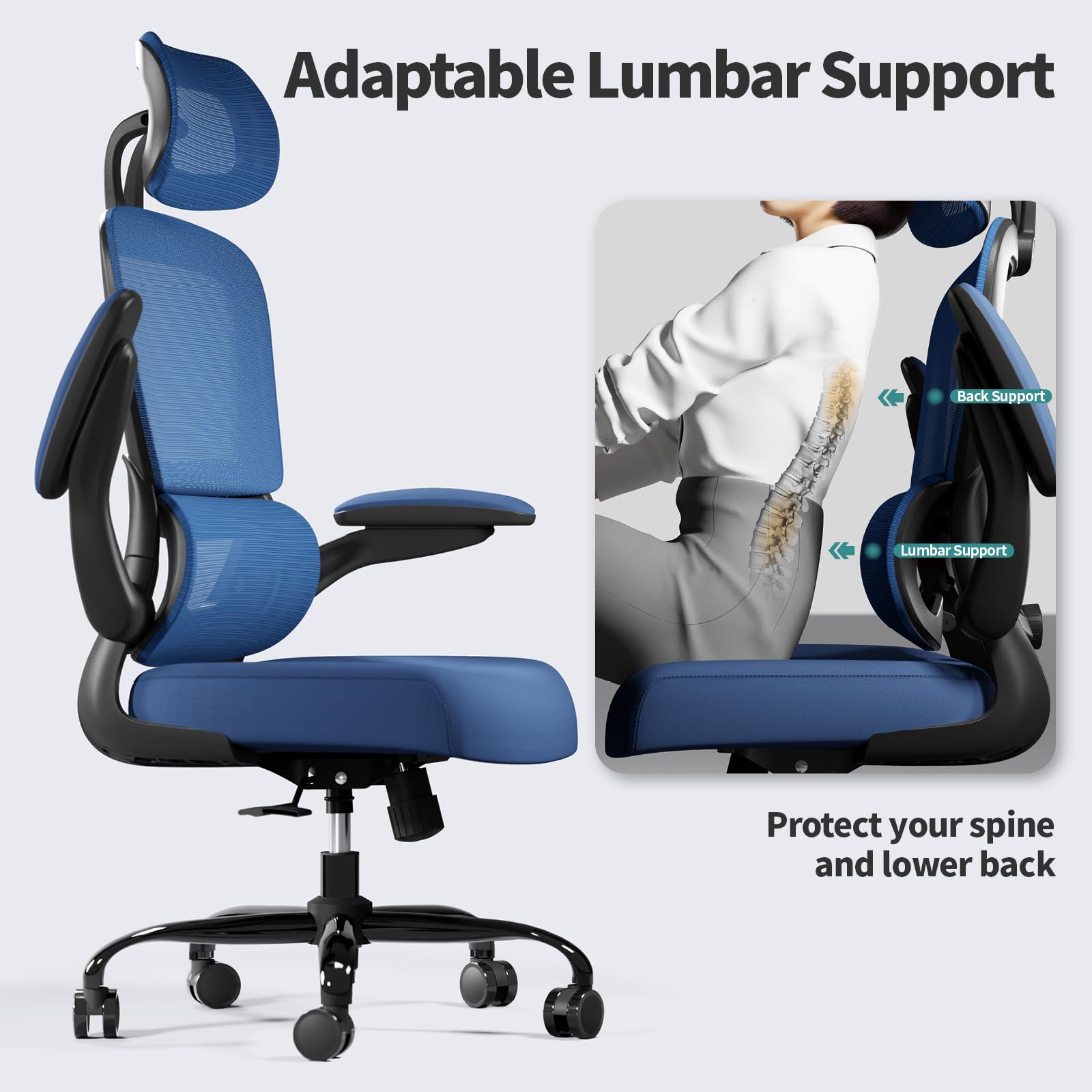 TRALT Office Chair Ergonomic Desk Chair, 330 LBS Home Mesh Office Desk Chairs with Wheels, Comfortable Gaming Chairs (White)