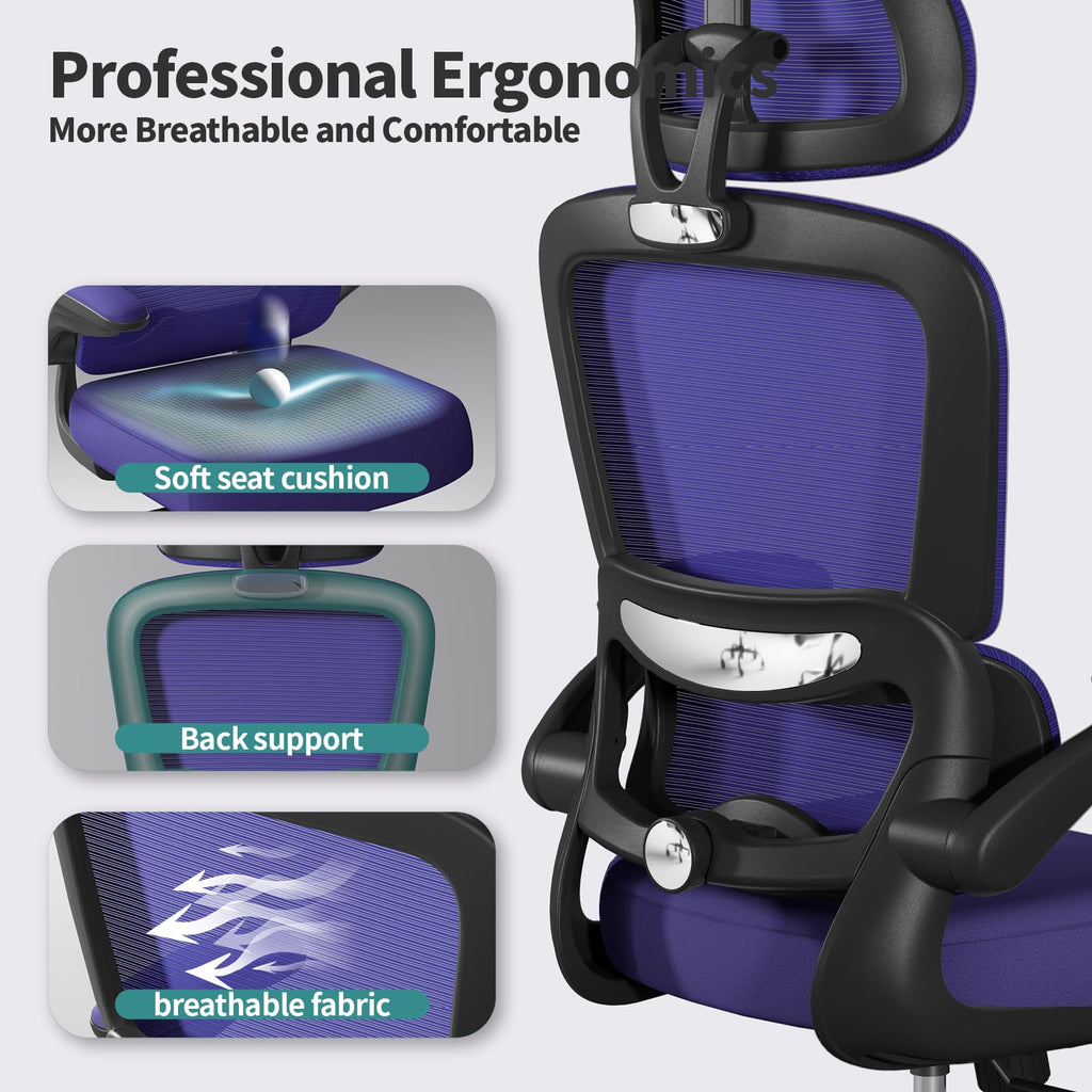 TRALT Office Chair Ergonomic Desk Chair, 330 LBS Home Mesh Office Desk Chairs with Wheels, Comfortable Gaming Chairs (White)