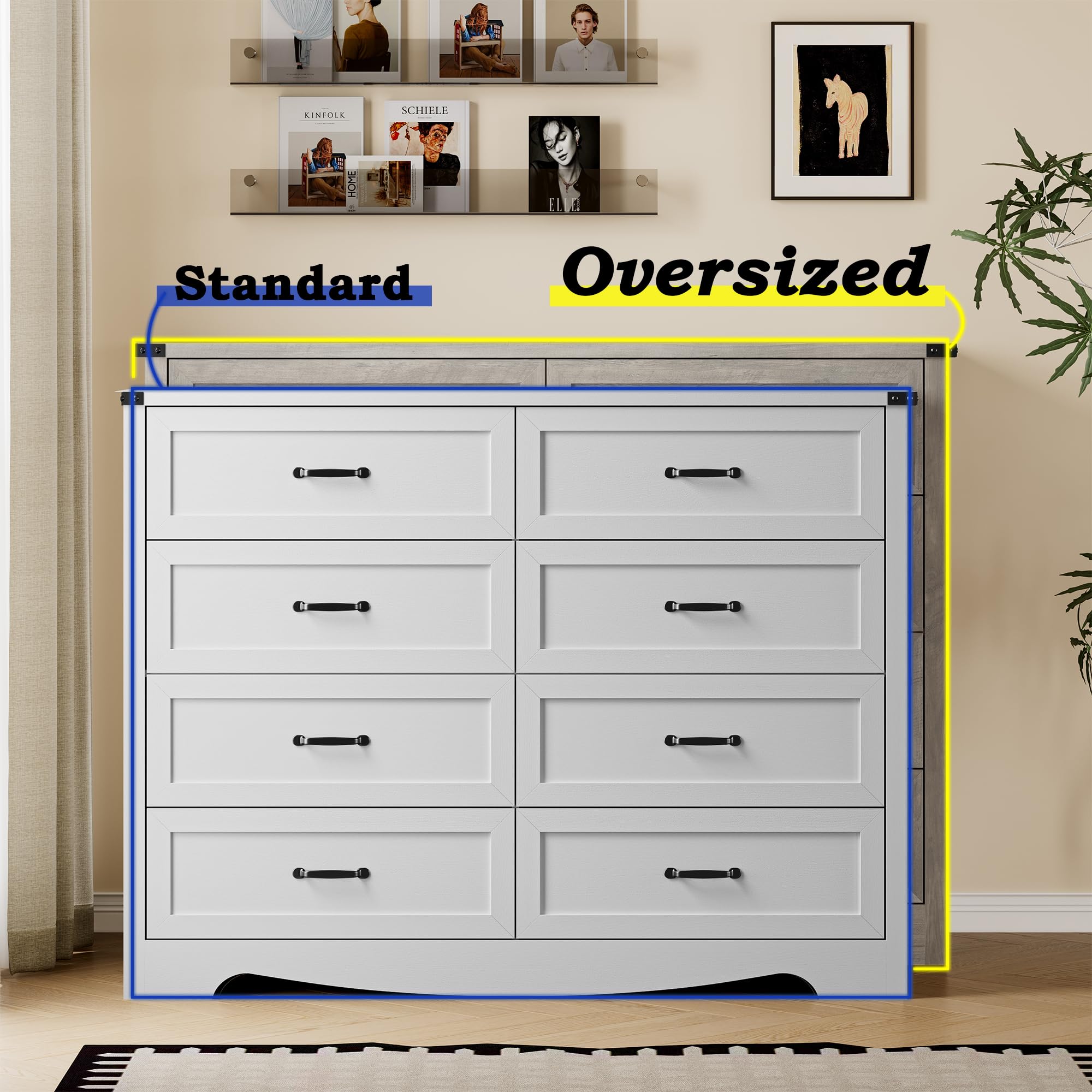BORNOON 9-Drawer Dresser for Bedroom, Modern Wooden Chest of Drawers with Metal Handles, Anti-Tipping Design, Sturdy and Stable Storage Organizer for Living Room, Entryway, Home Office