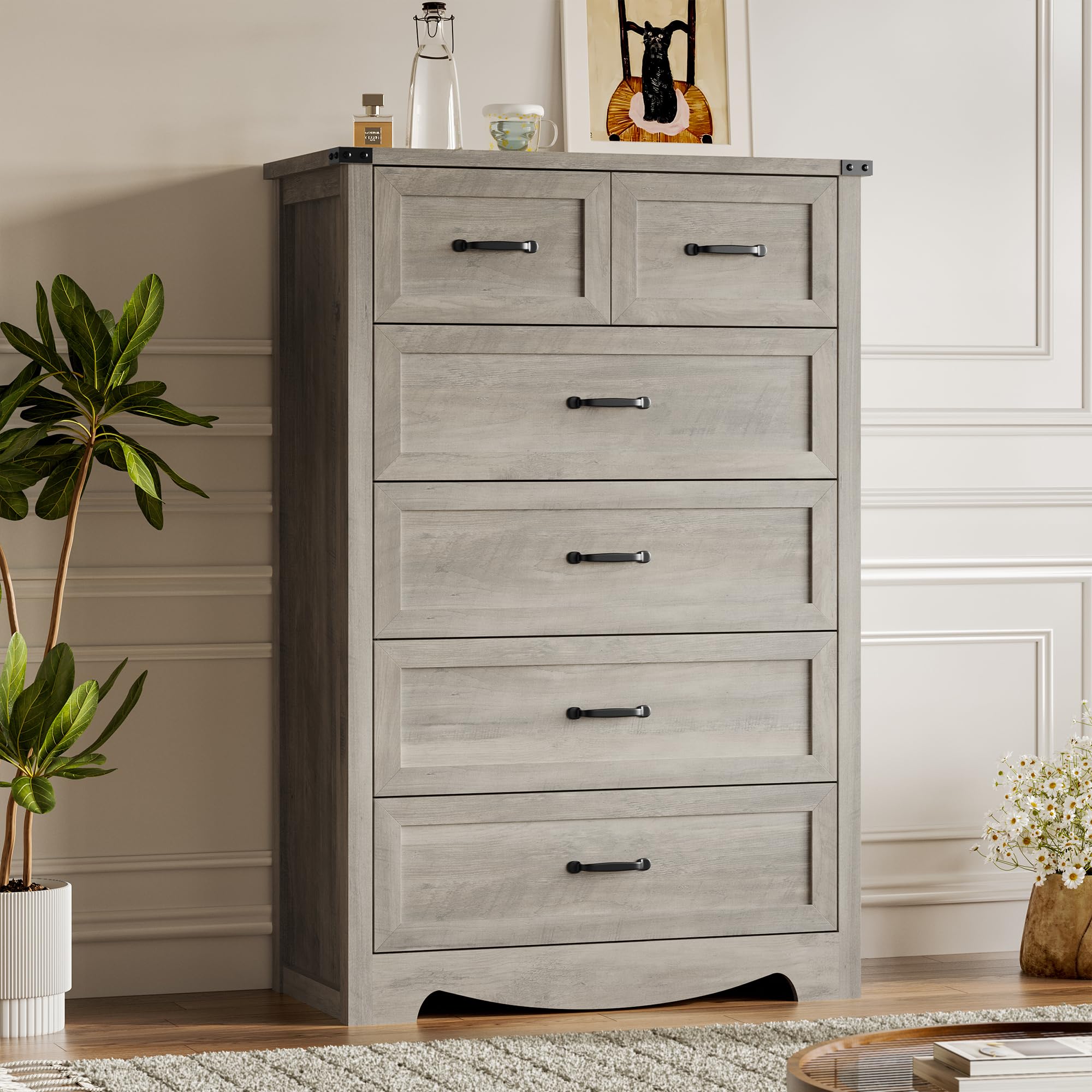 BORNOON 9-Drawer Dresser for Bedroom, Modern Wooden Chest of Drawers with Metal Handles, Anti-Tipping Design, Sturdy and Stable Storage Organizer for Living Room, Entryway, Home Office