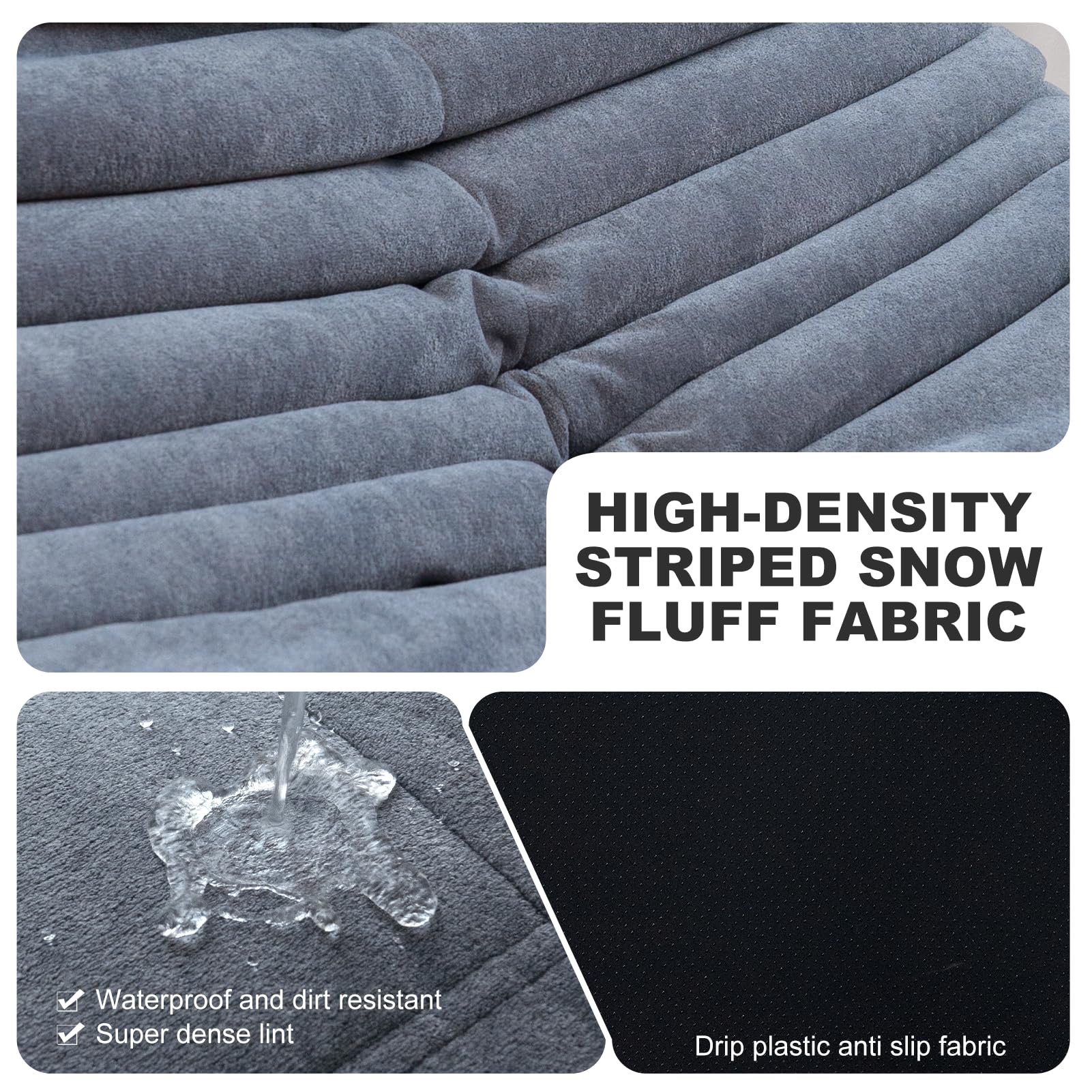 Snug Sofee Bean Bag Chairs for Adults, Bean Bag Sofa - Adult Size with Soft Waterproof Fabric for Living Room, Apartments, Reading Corner, Gaming, and Movie Venue (Gray)