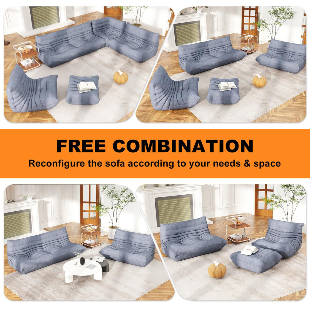 Snug Sofee Bean Bag Chairs for Adults, Bean Bag Sofa - Adult Size with Soft Waterproof Fabric for Living Room, Apartments, Reading Corner, Gaming, and Movie Venue (Gray)