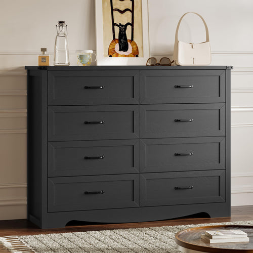 BORNOON 9-Drawer Dresser for Bedroom, Modern Wooden Chest of Drawers with Metal Handles, Anti-Tipping Design, Sturdy and Stable Storage Organizer for Living Room, Entryway, Home Office