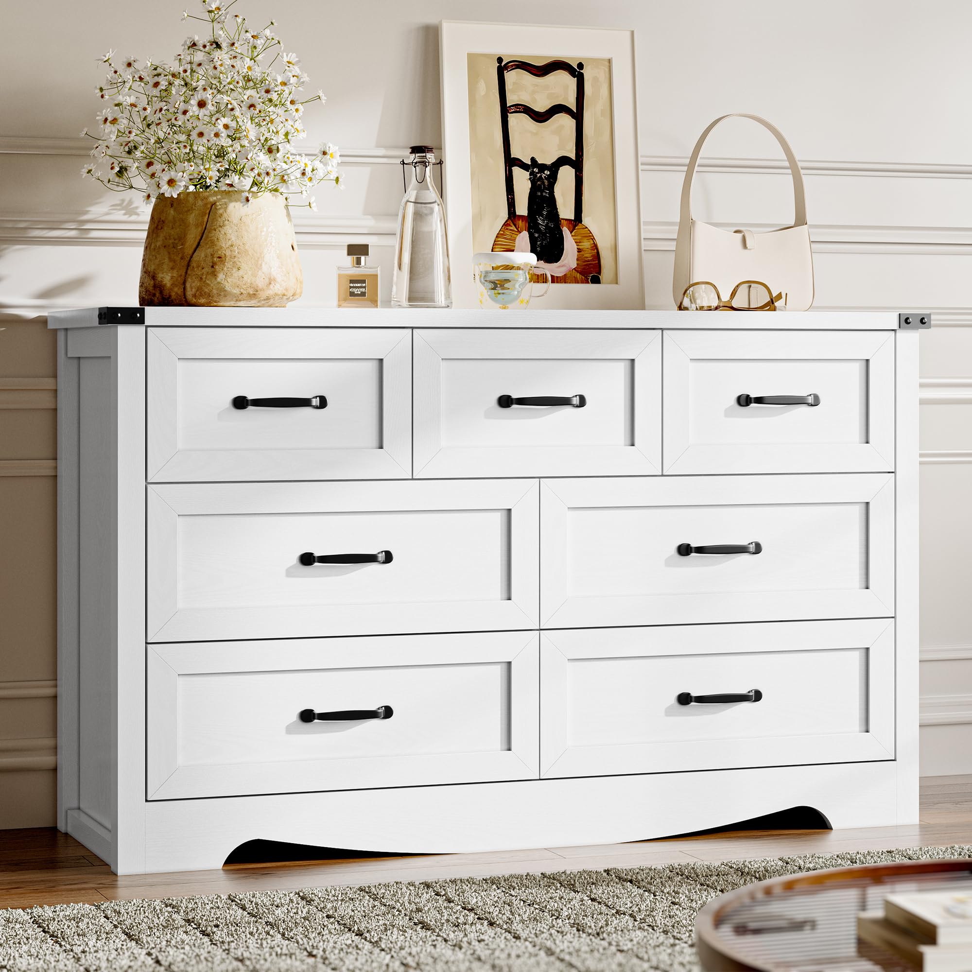 BORNOON 9-Drawer Dresser for Bedroom, Modern Wooden Chest of Drawers with Metal Handles, Anti-Tipping Design, Sturdy and Stable Storage Organizer for Living Room, Entryway, Home Office