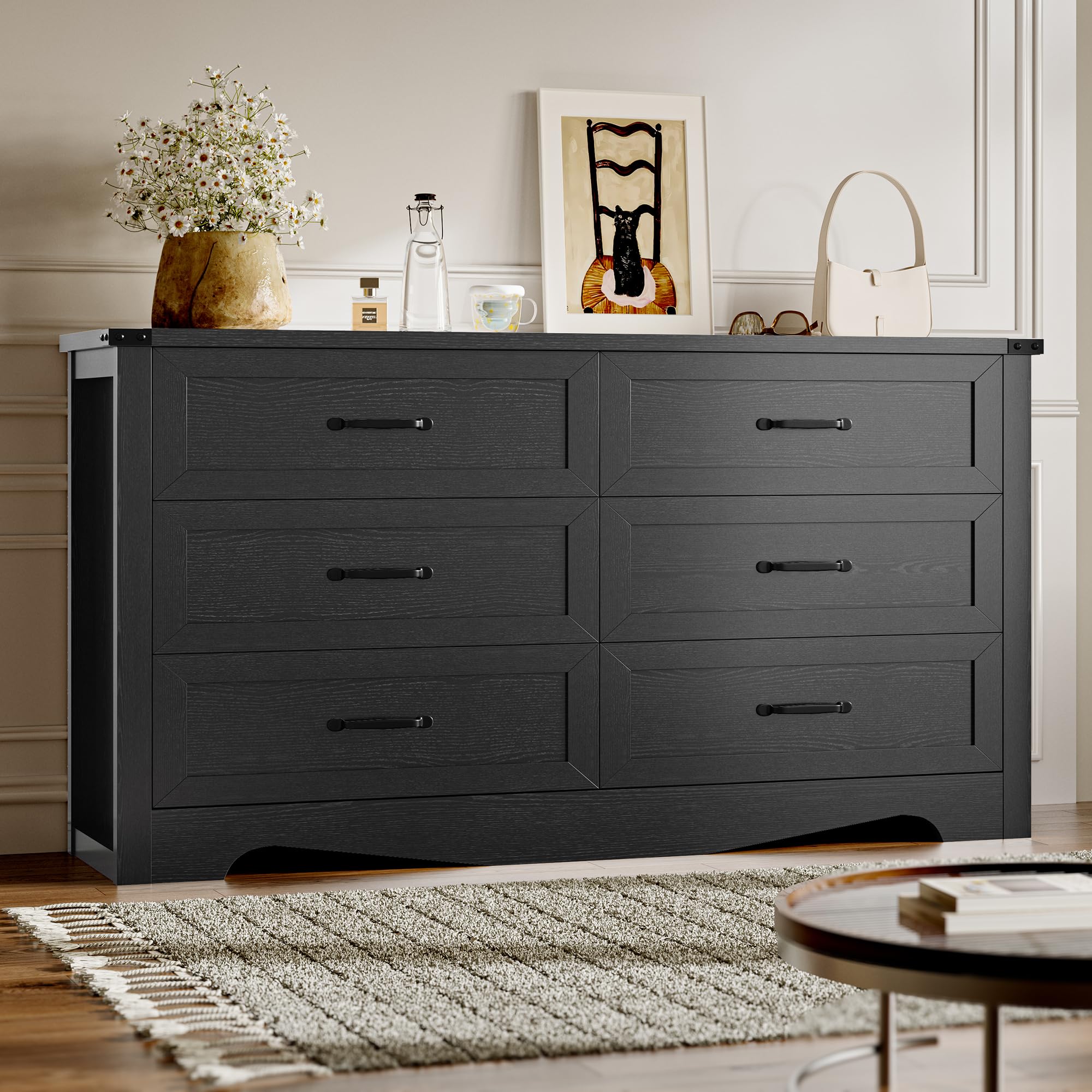 BORNOON 9-Drawer Dresser for Bedroom, Modern Wooden Chest of Drawers with Metal Handles, Anti-Tipping Design, Sturdy and Stable Storage Organizer for Living Room, Entryway, Home Office