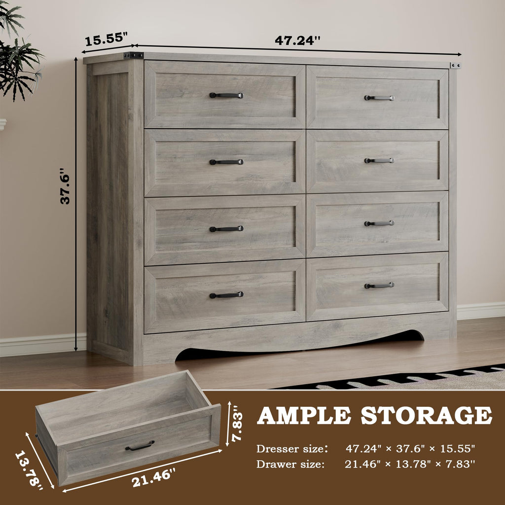BORNOON 9-Drawer Dresser for Bedroom, Modern Wooden Chest of Drawers with Metal Handles, Anti-Tipping Design, Sturdy and Stable Storage Organizer for Living Room, Entryway, Home Office