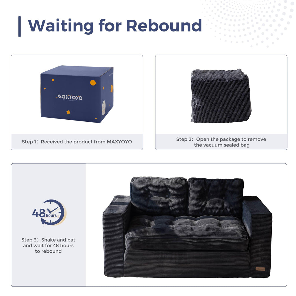 MAXYOYO Convertible Sofa Bed, Pull Out Loveseat Sleeper Sofa, 2 in 1 Folding Couch Bed