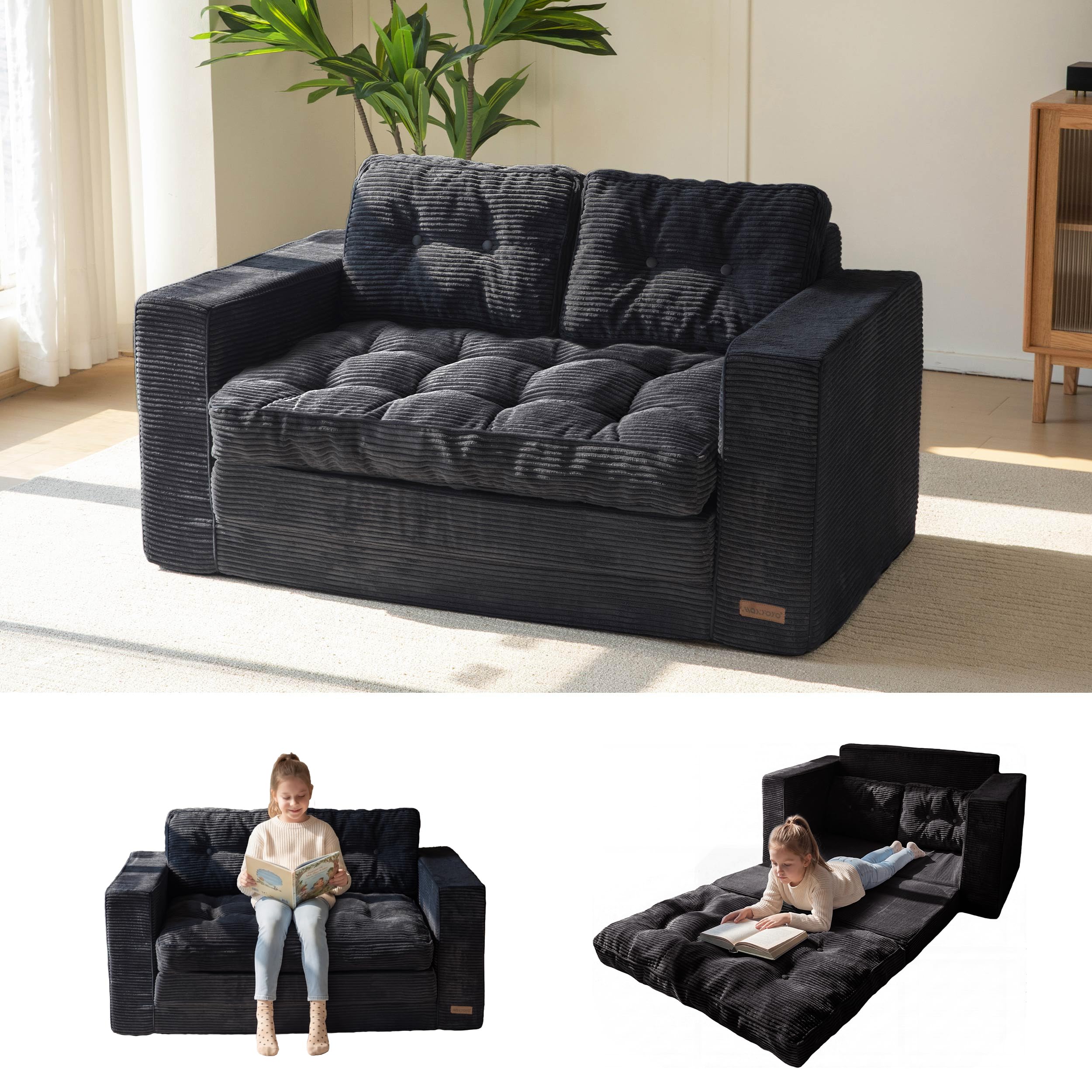MAXYOYO Convertible Sofa Bed, Pull Out Loveseat Sleeper Sofa, 2 in 1 Folding Couch Bed
